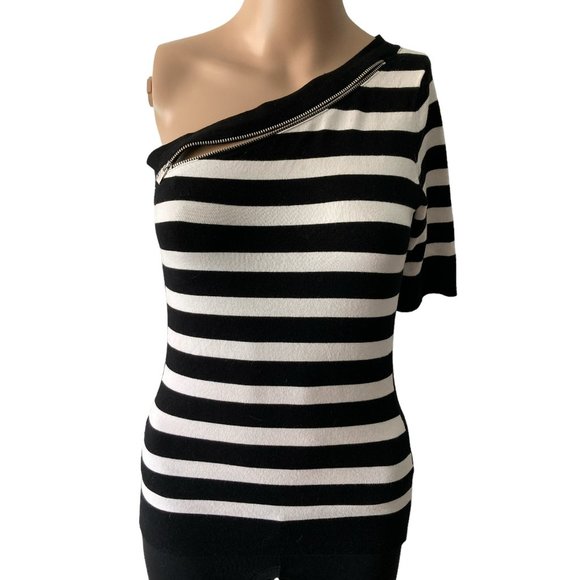 Cache Vintage Striped One Shoulder Size S Knit Top - Picture 2 of 9